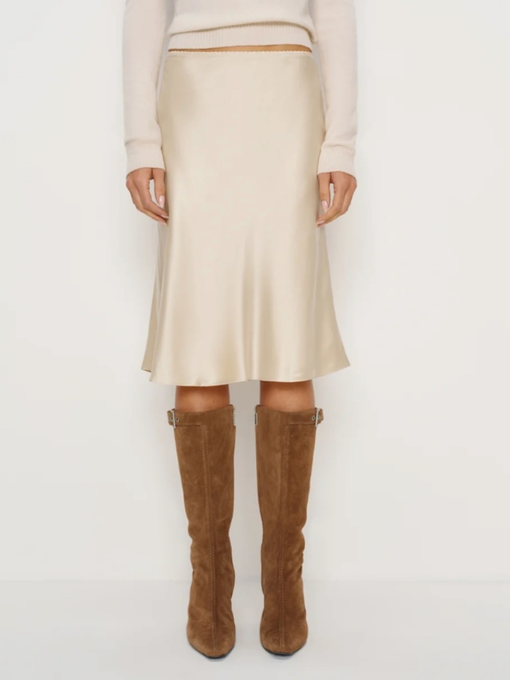 Reformation Layla Silk Knee Length Skirt